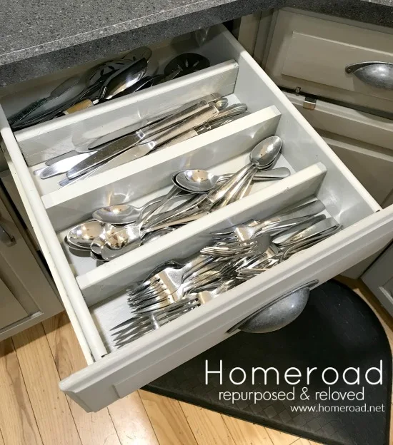 Silverware drawer sectioned organization for the kitchen