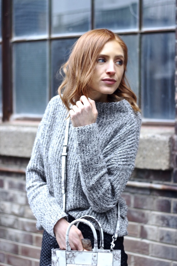 grey mock neck sweater, Rebecca Minkoff marble MAB, black mini, black booties with silver heel, Charlotte Tilbury Pillow Talk lipstick grey mock neck sweater, Rebecca Minkoff marble MAB, black mini, black booties with silver heel, Charlotte Tilbury Pillow Talk lipstick