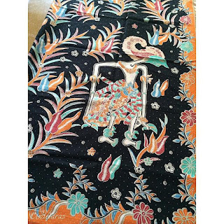 kain batik printing wayang hitam orange