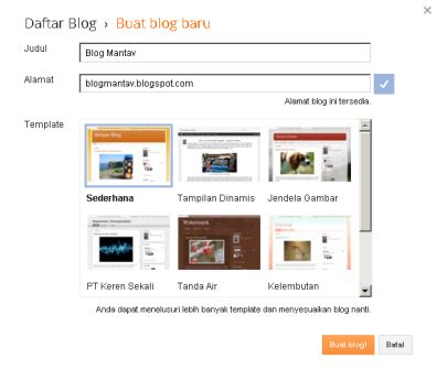 petunjuk membuat blogger baru