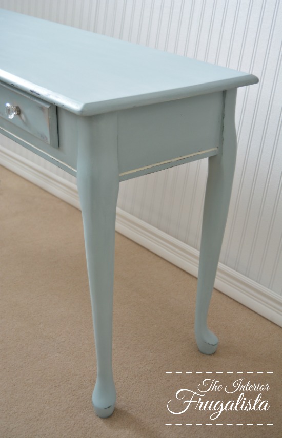 Turquoise Sofa Table with white details