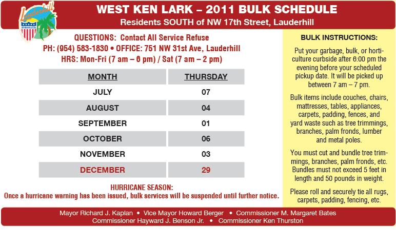 eLauderhill News: Updated Lauderhill Bulk Trash Pickup for 2011