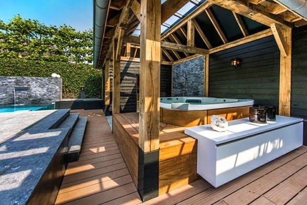 Spa facility and swimming pool in the garden
