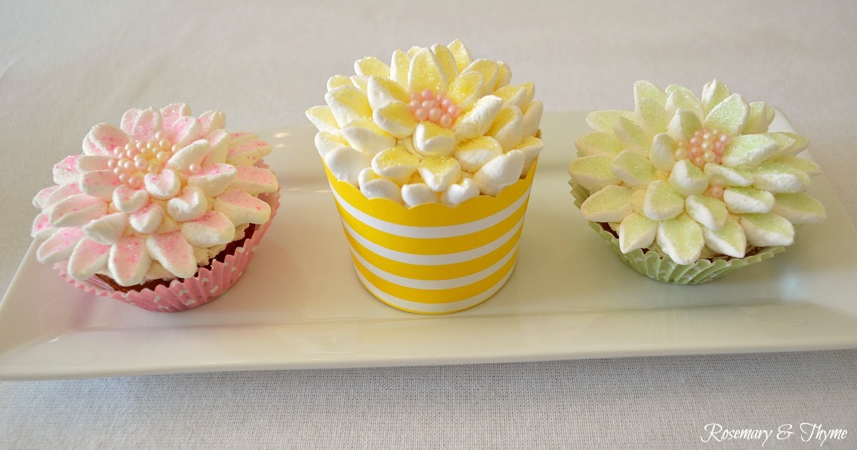 Rosemary & Thyme Marshmallow Flower Cupcake Tutorial