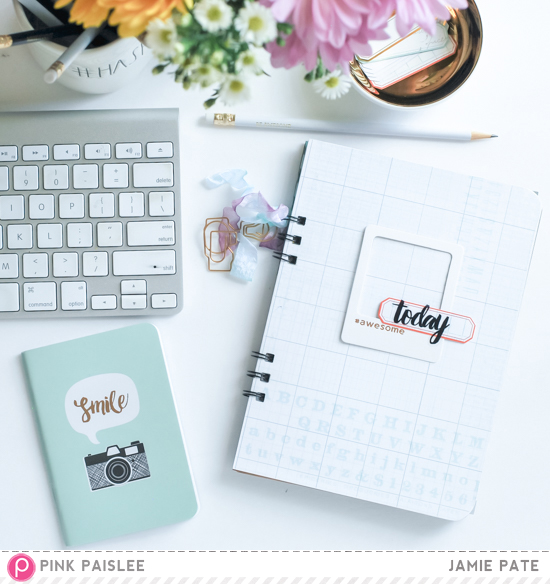 Memorandum Back to School Journal | Pink Paislee makes getting back to school so easy with Memorandum Collection papers and embellishments. Make a back to school teacher or student journal and compose notes and quotes and everyday thoughts. @jamiepate for @pinkpaislee