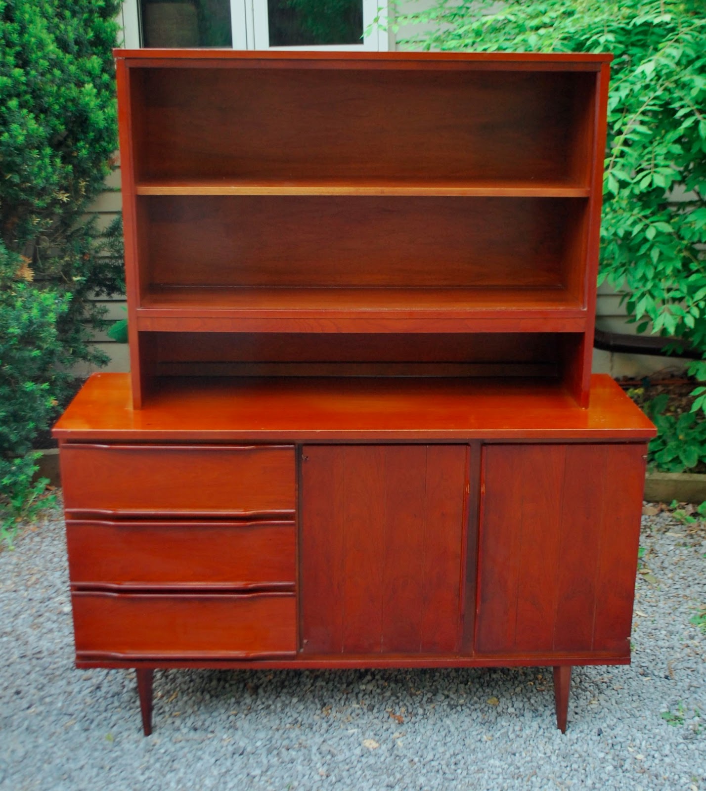 Tribute 20th Decor Vintage Walnut Credenza and Hutch