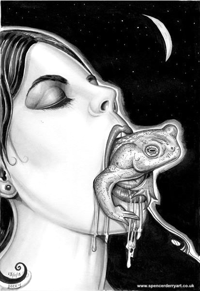 Toad In the Hole - Original Surreal Macabre Art by British Artist Spencer J. Derry Macabre Surrealism