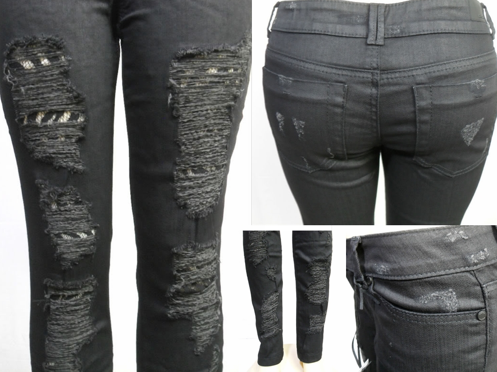 black ripped jeans with lace