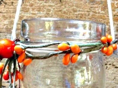 jar with pip berries wrapped around it