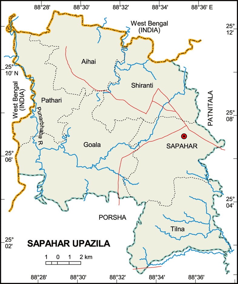 Sapahar Upazila Map Naogaon District Bangladesh