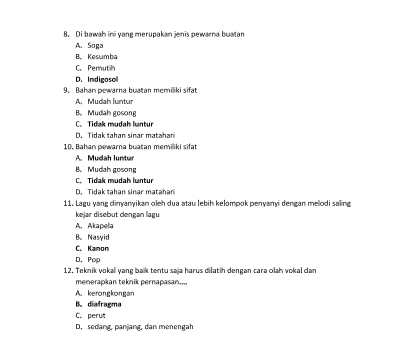 Soal Essay Seni Budaya Kelas 7 Semester Genap