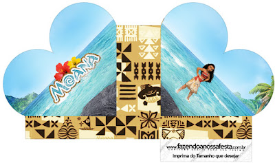 Moana: Cajas para Imprimir Gratis. Caja abierta en forma de corazón de Moana.
