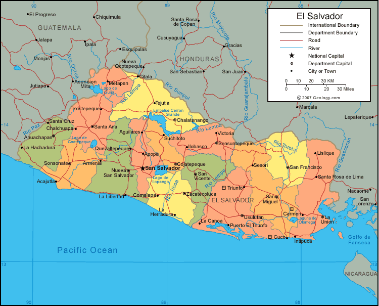 El Salvador | Mapas Geográficos de El Salvador