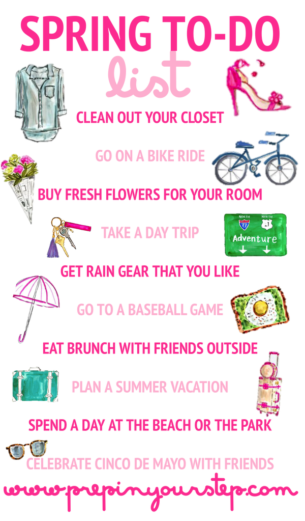 prep in your step spring to do list featuring evelyn henson