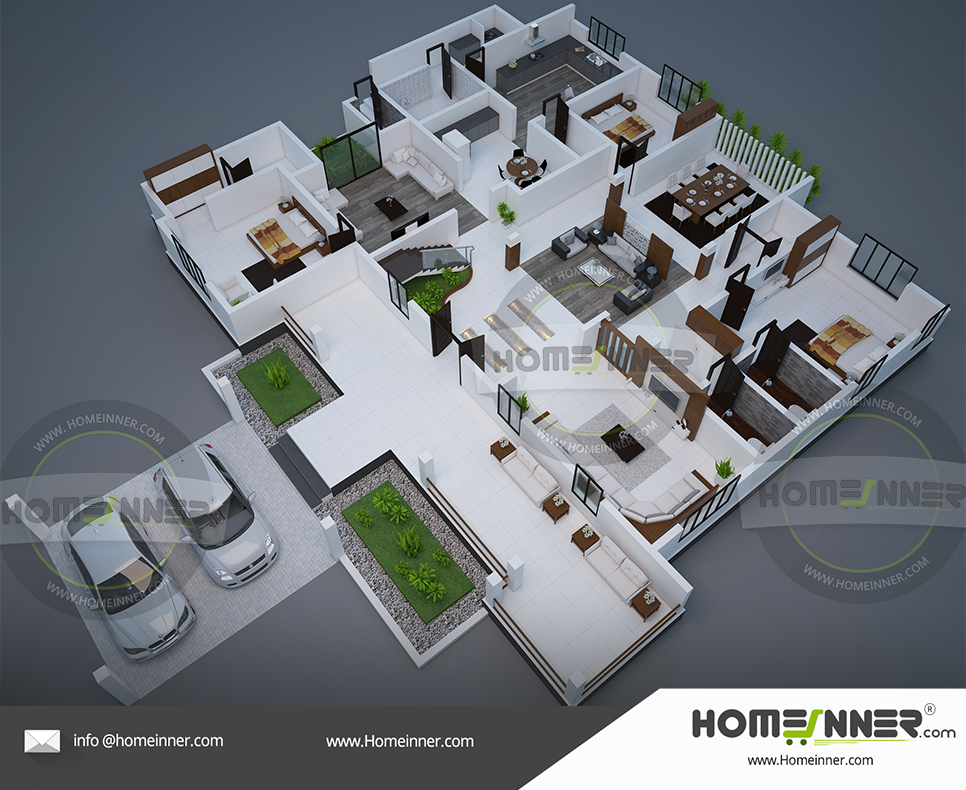 3d Floor Plan 4 Bedroom 5000 Sq Ft