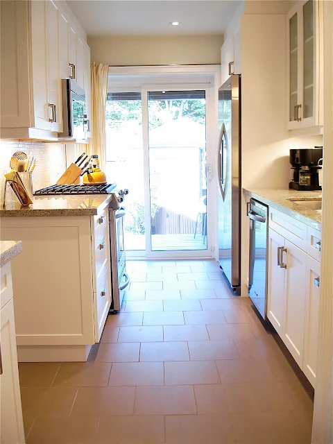 galley kitchen renovation, small kitchen before and after, small white kitchen renovation