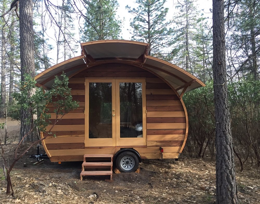 Tiny Yellow Teardrop Teardrop Trailer for Sale Incubate by Moksha Woodwork Designs