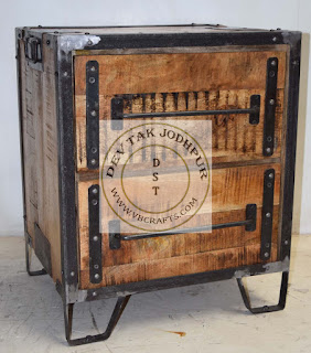Mango Wood Industrial Drawer Cabinet