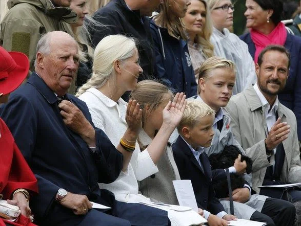 Norwegian Royal Family  attend an outdoor church service in the the Queen’s Park