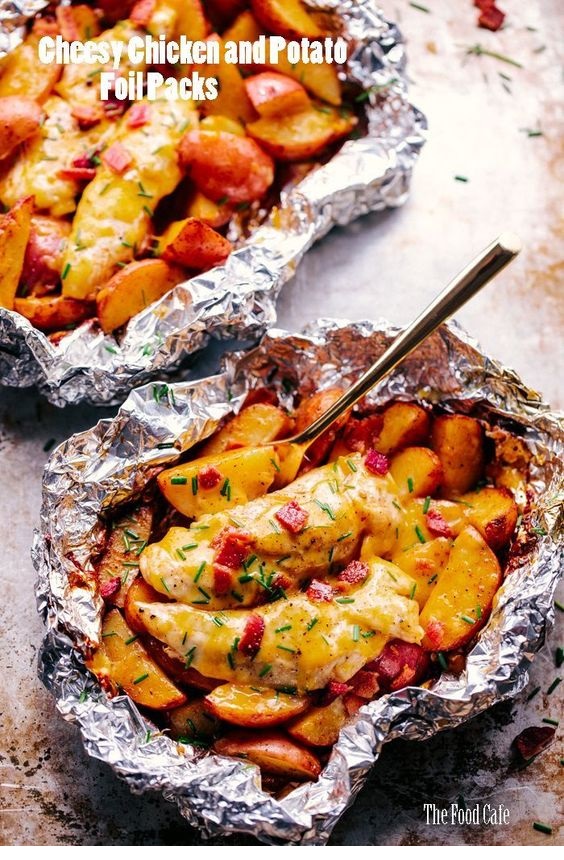 Cheesy Chicken And Potato Foil Packs