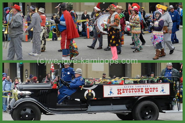 The band dress up in costumes to entertain and the Keystone kops ride their firetruck