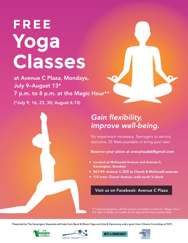 KARMABrooklyn Blog FREE YOGA CLASSES AT AVENUE C PLAZA ON MCDONALD AVENUE