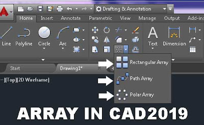 Array Command in Autocad, Auto-CAD 2019