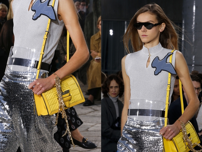 Loewe 2016 SS RTW Details, Phillipa Hemphrey 2016 SS Loewe Silver Crocodile-Embossed Leather Trousers on Runway