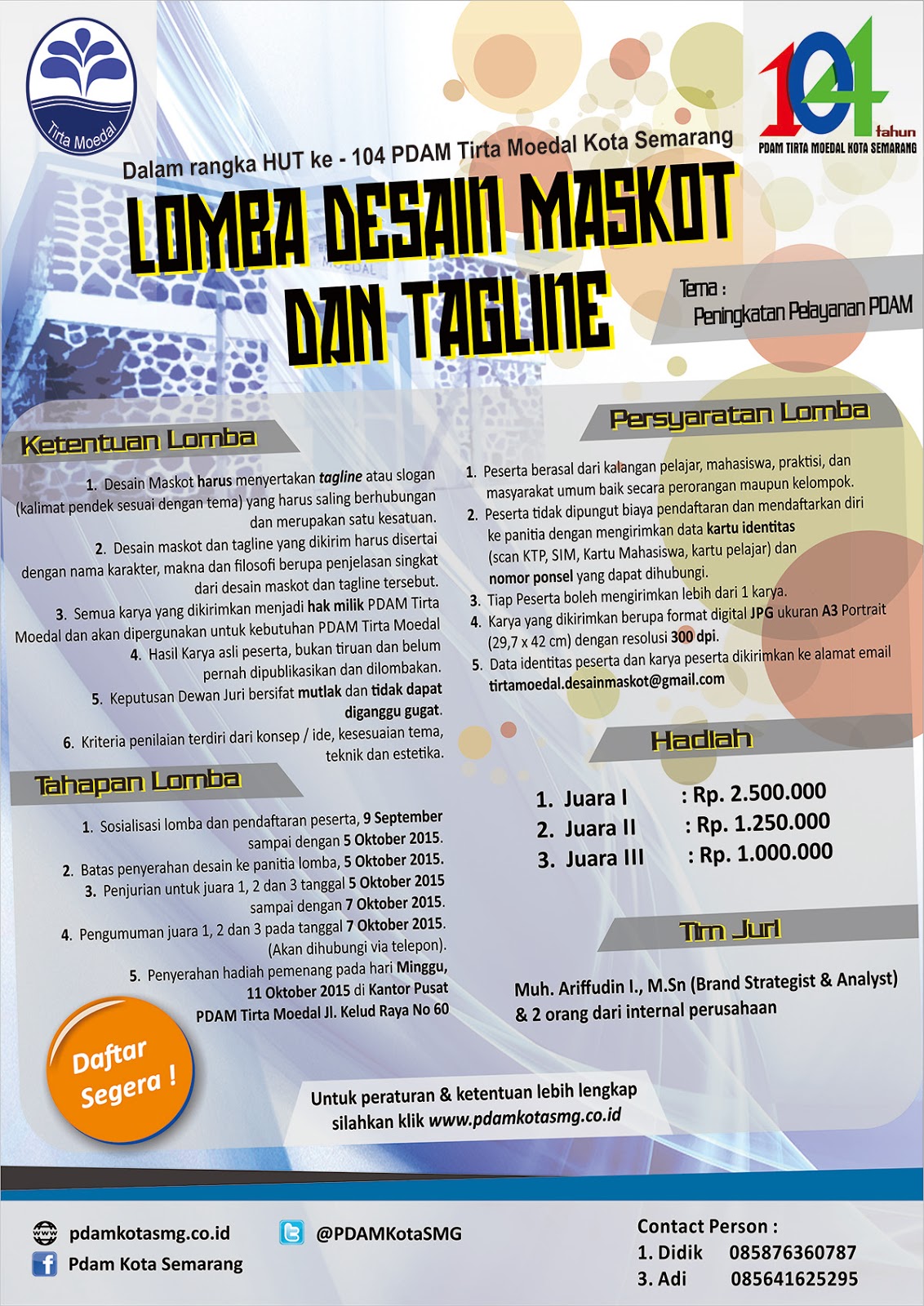 Lomba desain maskot tagline  PDAM Semarang