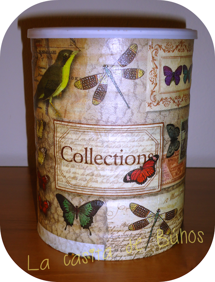 Bote de leche con decoupage - Hucha