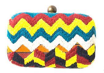 anthropolgie crunched stripes woven clutch 