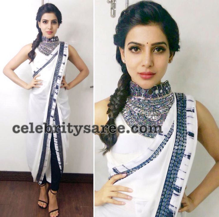 samantha black and white saree
