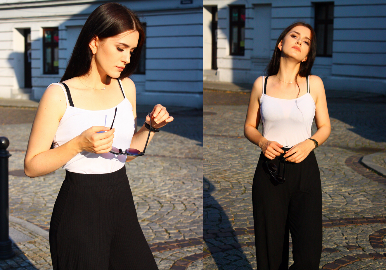 Black culottes black culottes, spodnie culottes, minimalizm