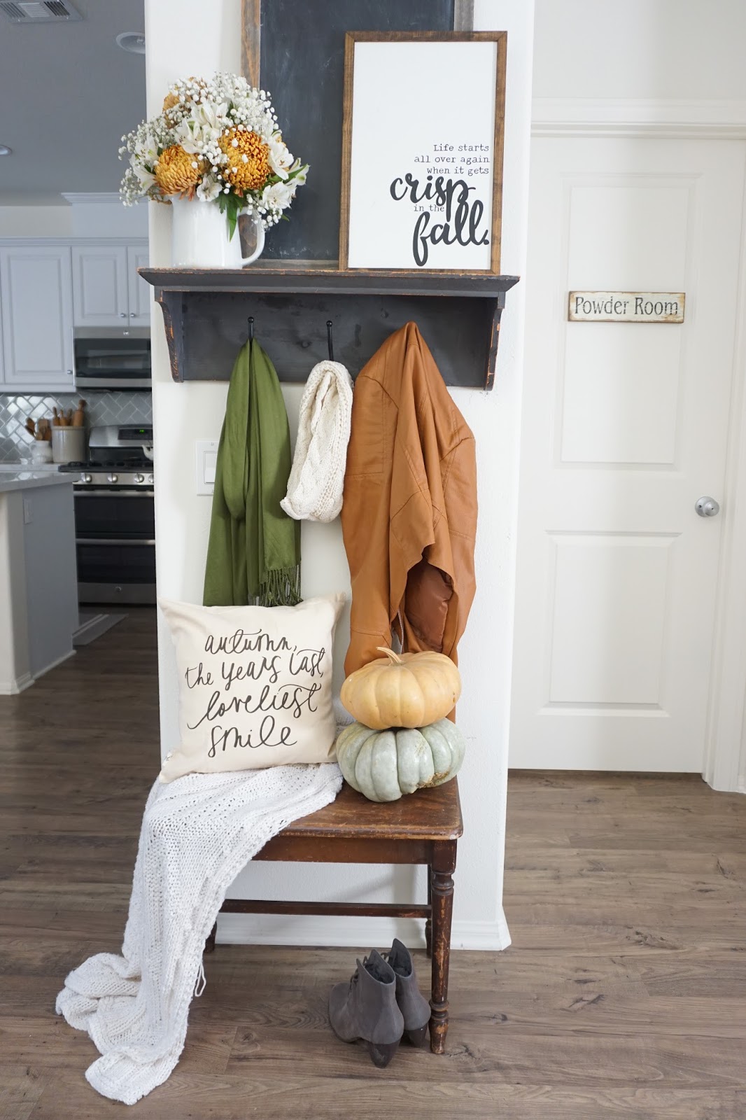 Entryway Nook with Vintage Bench