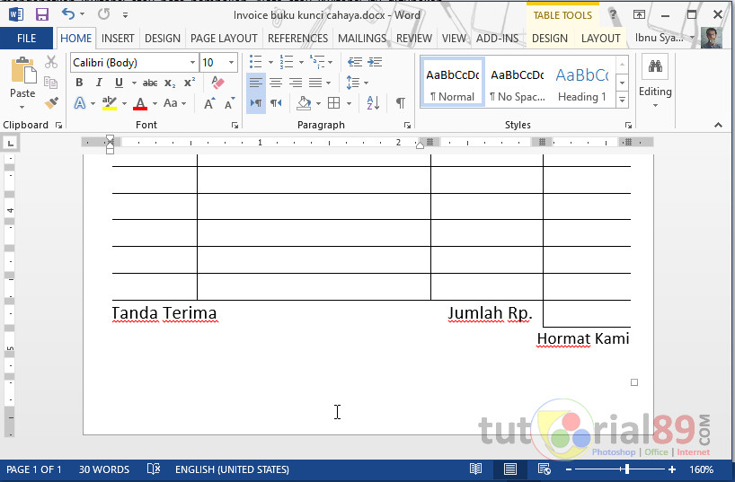 Cara Mudah Membuat Kwitansi Di Word Sendiri Video Tutorial89