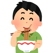 ラーメンを食べている男の子のイラスト