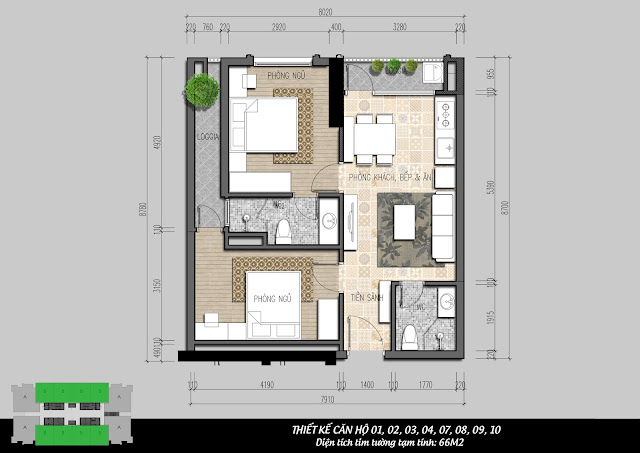 Căn hộ 66m2 2 ngủ tại tòa I4 Căn hộ 66m2 2 ngủ tại tòa I4