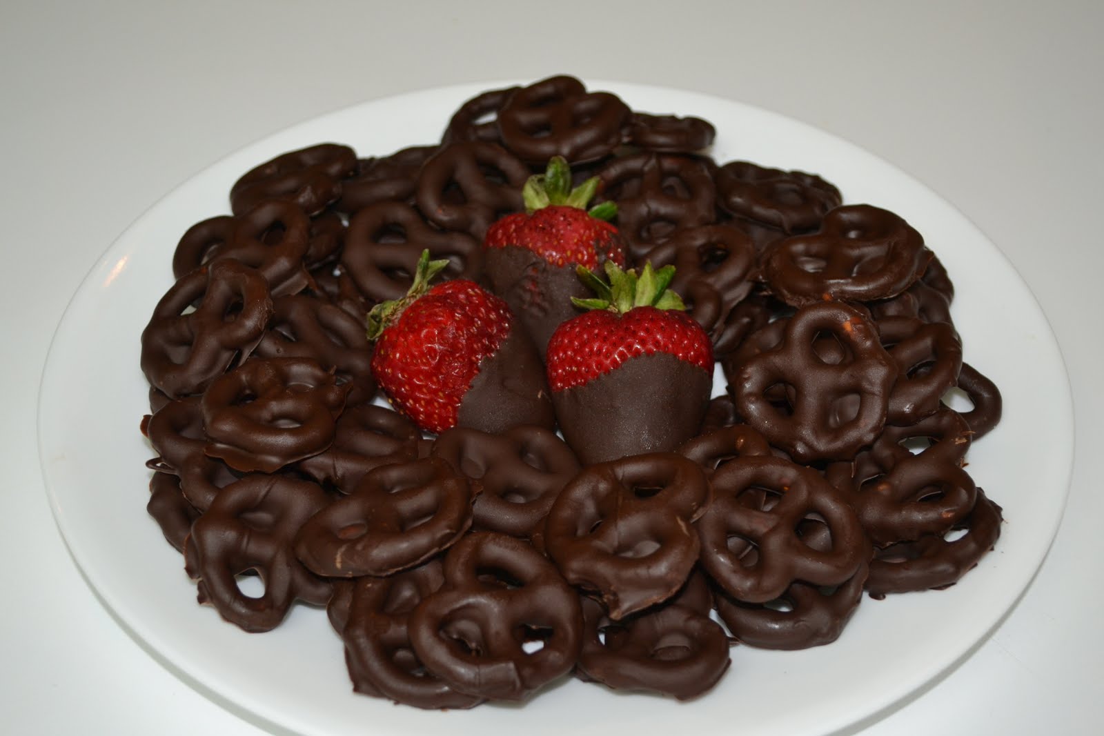 Jenna Leigh Home Made Chocolate Covered Pretzels and Strawberries