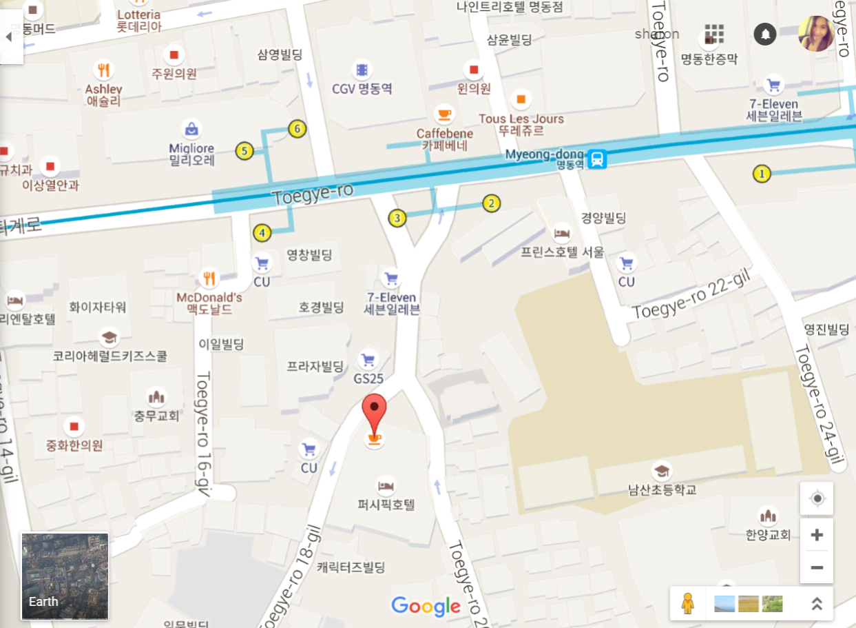 How to go to Hollys Coffee Myeongdong