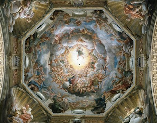 Lanfranco was inspired and influenced by the work of Antonio  da Correggio, who painted the dome of Parma Cathedral