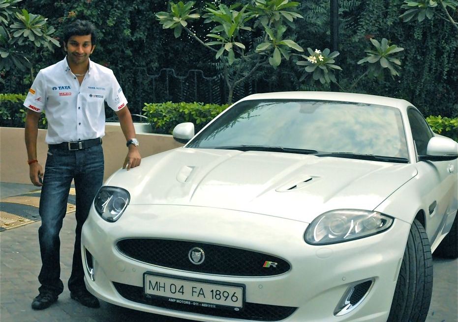 Narain Karthikeyan Drives His XKR Ahead Of The First Indian GP