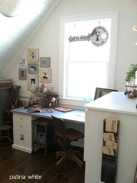 Patina White's junk styled office featured on Funky Junk Interiors