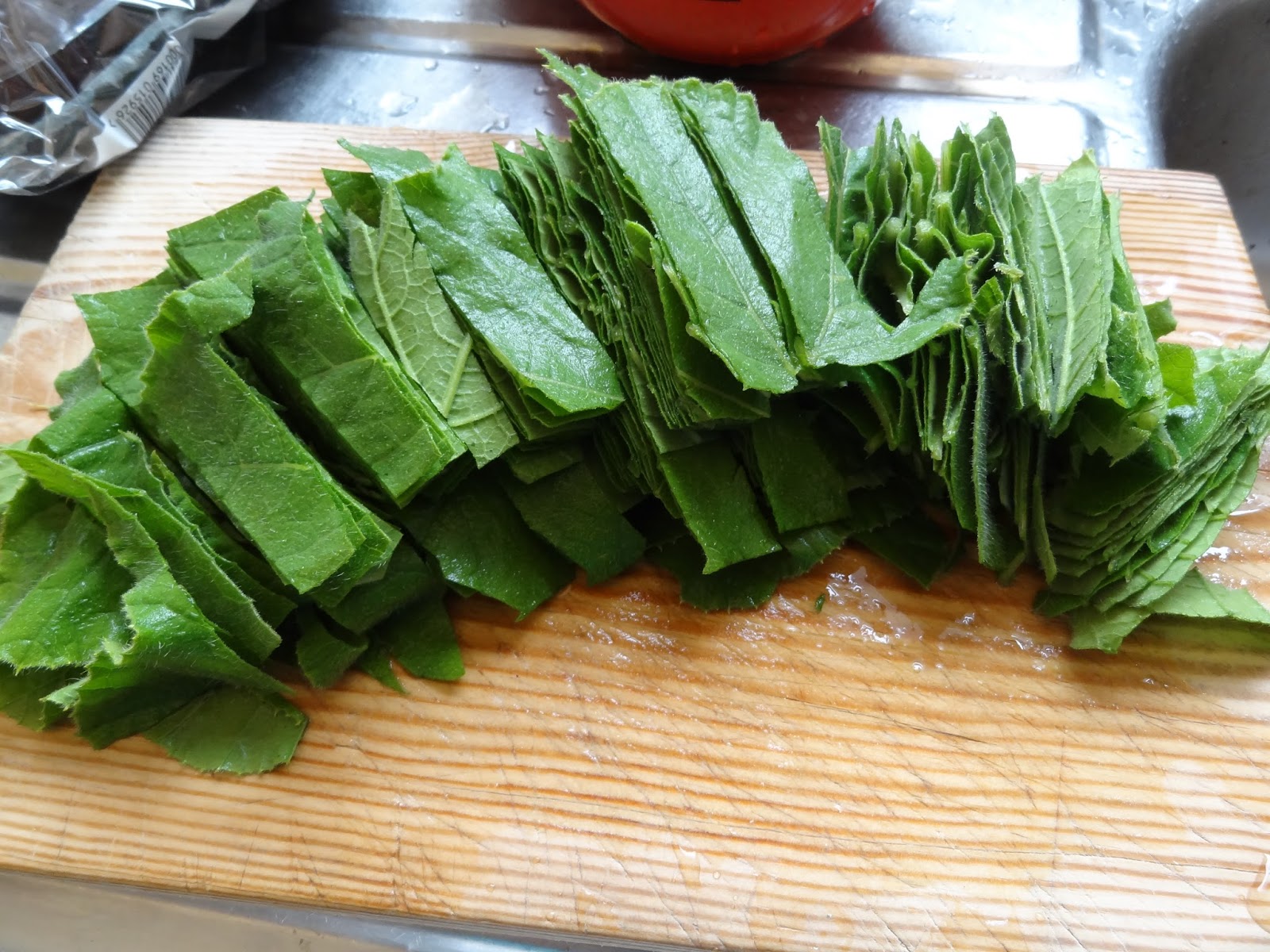 Down on the Allotment Eating Pumpkin Leaves