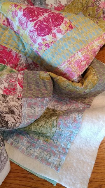 Box Block quilt using Rose Water fabric by Free Spirit