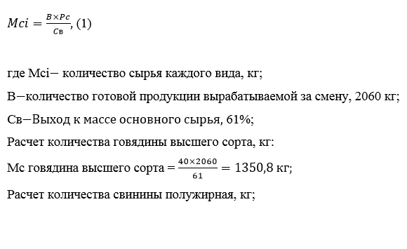 выход готового продукта