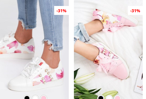 Tenisi Chriss Albi ieftini cu print floral Tenisi Chriss Albi ieftini cu print floral