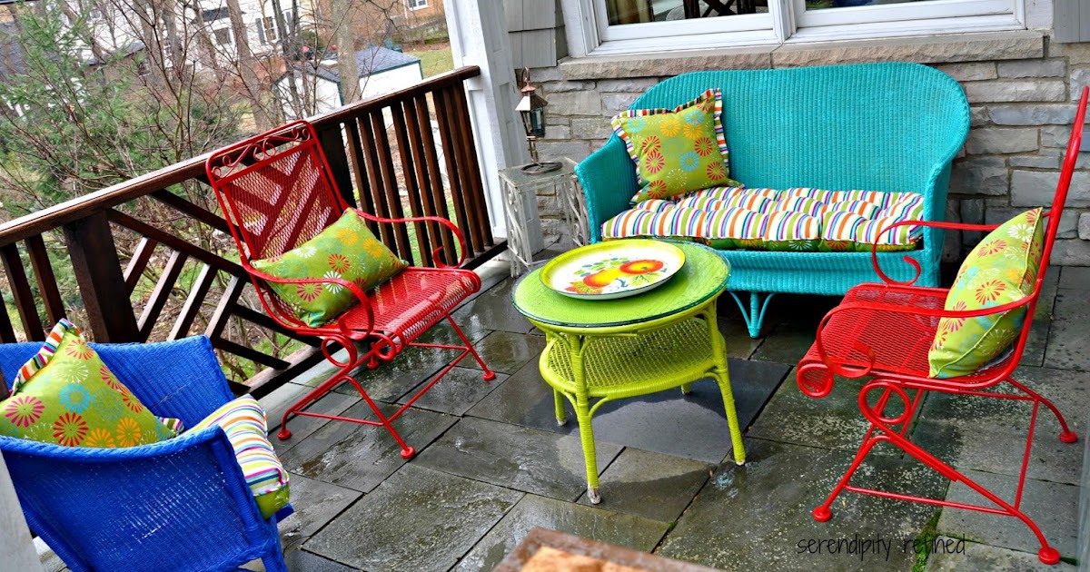 Serendipity Refined Blog Wicker And Wrought Iron Patio Furniture Makeover Wrought Iron Patio Furniture Makeover, What Color To Paint Wrought Iron Patio Furniture