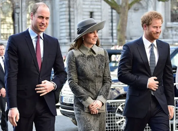 Prince William, Duke of Cambridge his wife Catherine, Duchess of Cambridge and Britain's Prince Harry attended the Commonwealth Service