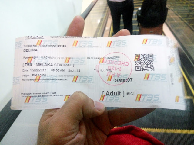 Bus ticket to Melaka