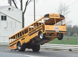 Dragster school bus pops a wheelie